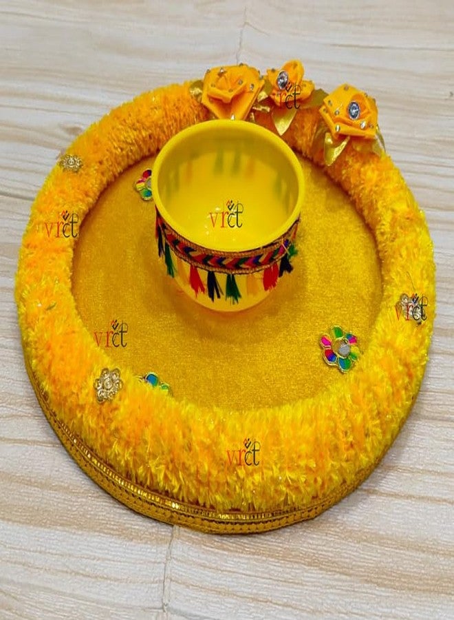 VRCT Decorative Haldi Platter/Thali for Wedding Ceremony for Bride and Groom for Haldi Decoration (Modern Haldi Thali) - Image 3